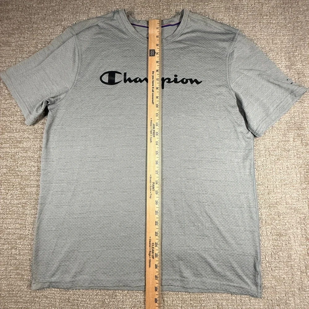 Champion T Shirt Mens Large Gray Script Logo Athletic Short Sleeve Tee - Picture 8 of 8